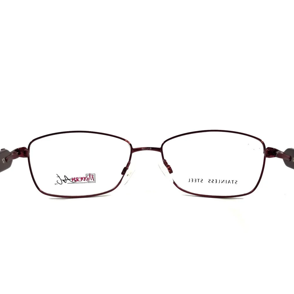 Modern Art Eyeglasses Frames A376 BURGUNDY Wire Rim Crystals 56-18-140